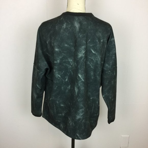 Like new! Adidas ID Sweatshirt L Black Gray Knit Tie Dye Side Slit Long Sleeve - Picture 4 of 11